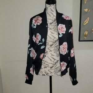Black regal floral bomber jacket